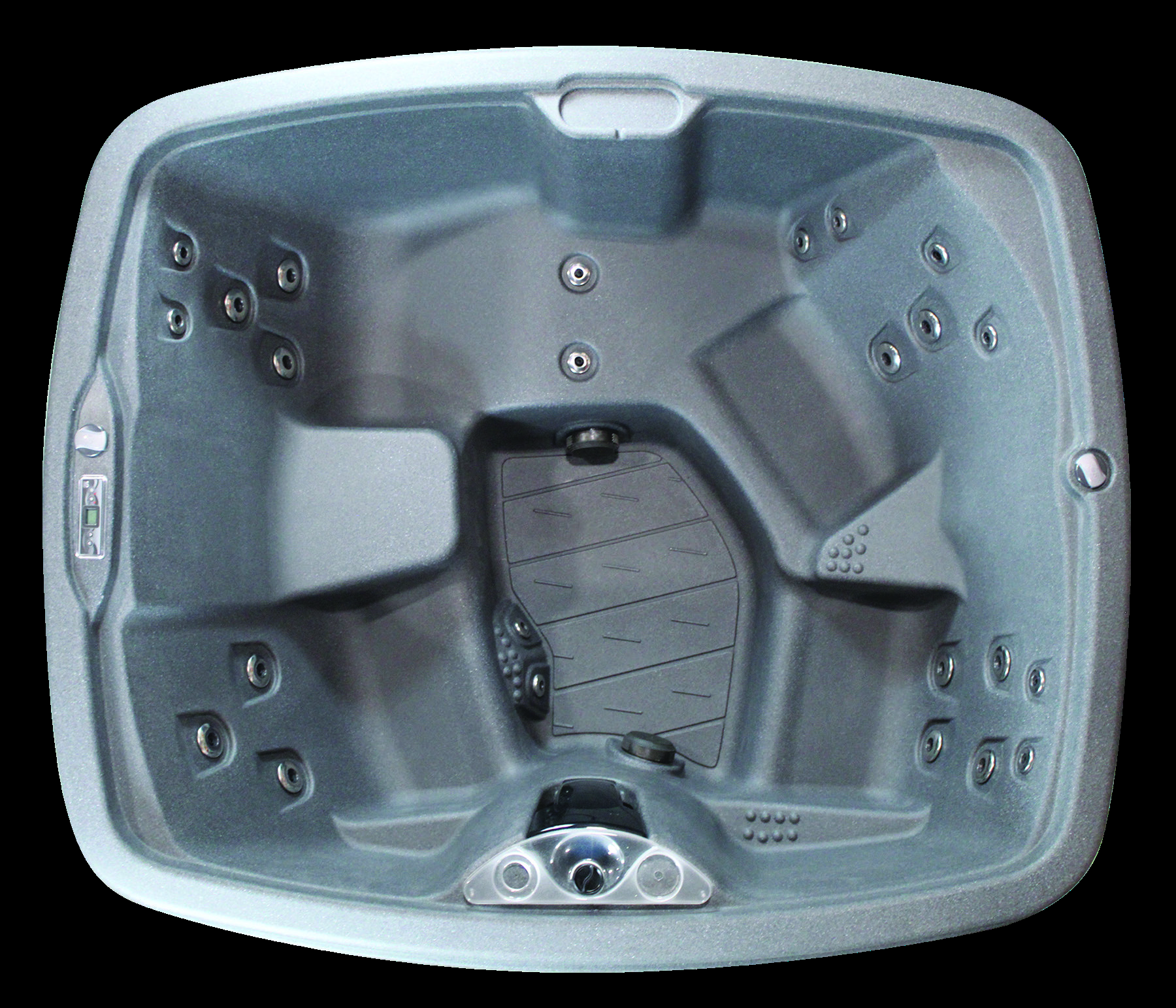 Spa PUR SPAS Feeling rotomoulé polyéthylène Québec 5 personnes 24 jets Balboa — vue de dessus 3 bancs et lit double fonction relaxation, InnovaFlow, 215×180 cm