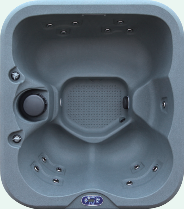 WeeSpa Boréal spa rotomoulé familial RTO1700 5 personnes format carré — vue de dessus 5 sièges convivial, 14 jets, 173×150 cm