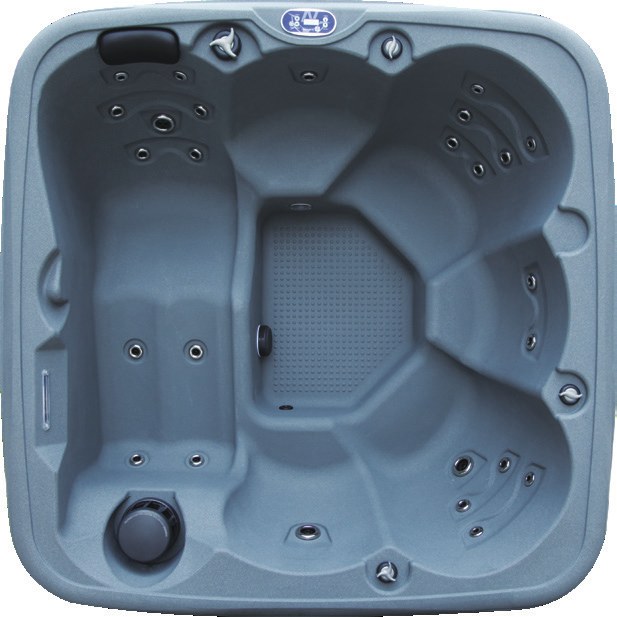 WeeSpa Forêt spa rotomoulé best-seller RTO2000-1 5-6 personnes — vue de dessus 5 sièges ergonomiques et bain allongé, 26 jets hydromassage, 205×205 cm
