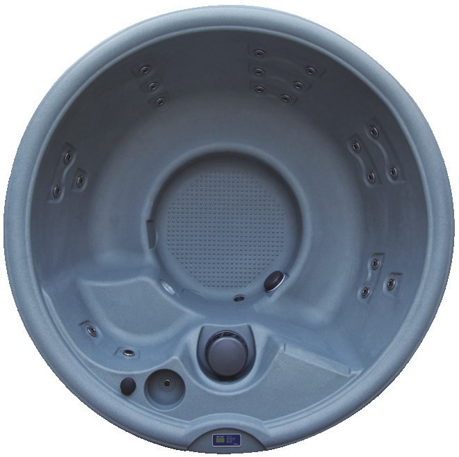 WeeSpa Cercle spa rotomoulé rond design RTO2100 6 personnes — vue de dessus circulaire 6 sièges 21 jets, diamètre 203 cm, format unique en France